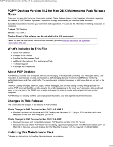 PGP™ Desktop Version 10.2 for Mac OS X Maintenance