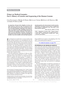 Primer on Medical Genomics Part I: History of Genetics and