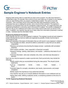 Sample Engineer's Notebook Entries