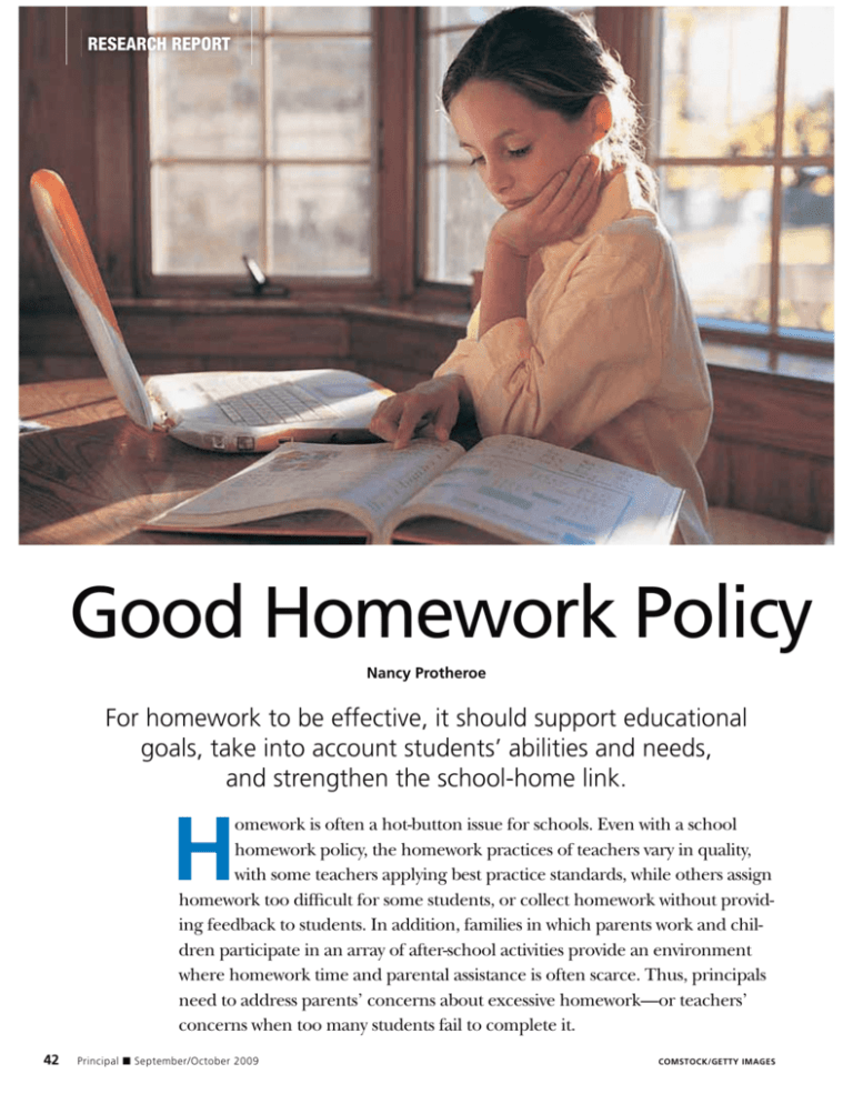 research about homework in elementary school