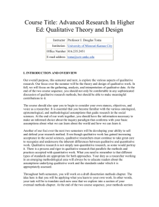 Advanced Research In Higher Ed: Qualitative Theory and Design