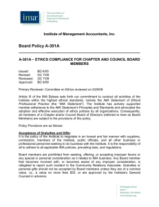 IMA Ethics Compliance Policy A301A