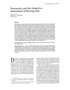 Personality and the Subjective Assessment of Hearing Aids