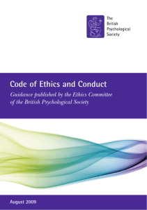 Code of ethics and conduct - British Psychological Society