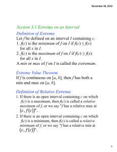 Section 3.1 Extrema on an Interval Definition of Relative Extrema
