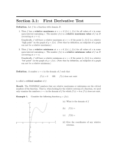 Section 3.1: First Derivative Test