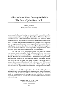 Utilitarianism without Consequentialism: The Case of John Stuart Mill