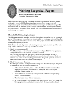 Guide to Writing Exegetical Papers