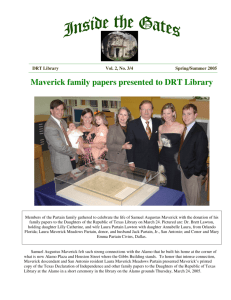 Maverick family papers presented to DRT Library