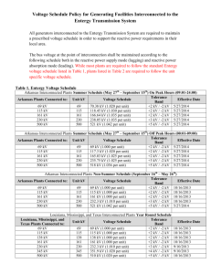 Voltage Schedule requirements for interconnection to the Entergy