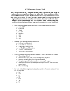 AP/IB Chemistry Summer Work Work these problems on a separate