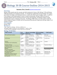 Biology 30 IB Course Outline 2014-2015