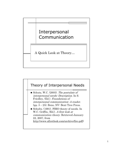 Interpersonal Communication: A Quick Look at Theory…
