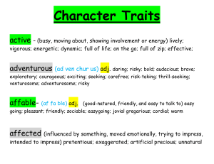 Character Traits [1/17/2014]