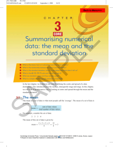 Summarising numerical data: the mean and the standard deviation