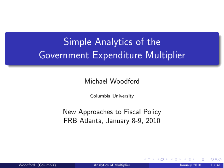 Simple Analytics Of The Government Expenditure Multiplier