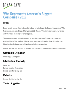 Bryan Cave - Who Represents America's Biggest Companies 2012