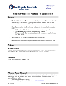 Ford Daily Historical Database File Specification General Options