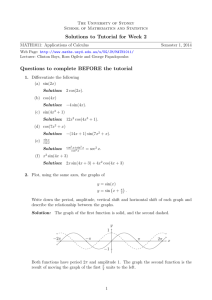 Solutions to Tutorial for Week 2 Questions to complete BEFORE the