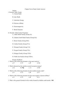 Chapter Seven Study Guide Answers Outline I. Periodic Table