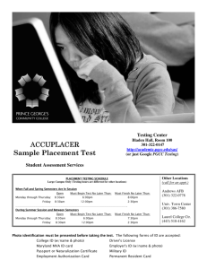 ACCUPLACER ACCUPLACER Sample Placement Test