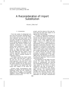 A Reconsideration of Import Substitution