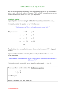 simultaneous equations - Working on Maths in English