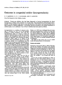 Outcome in congenital stridor (laryngomalacia)