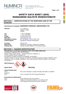 safety data sheet (sds) manganese sulfate monohydrate