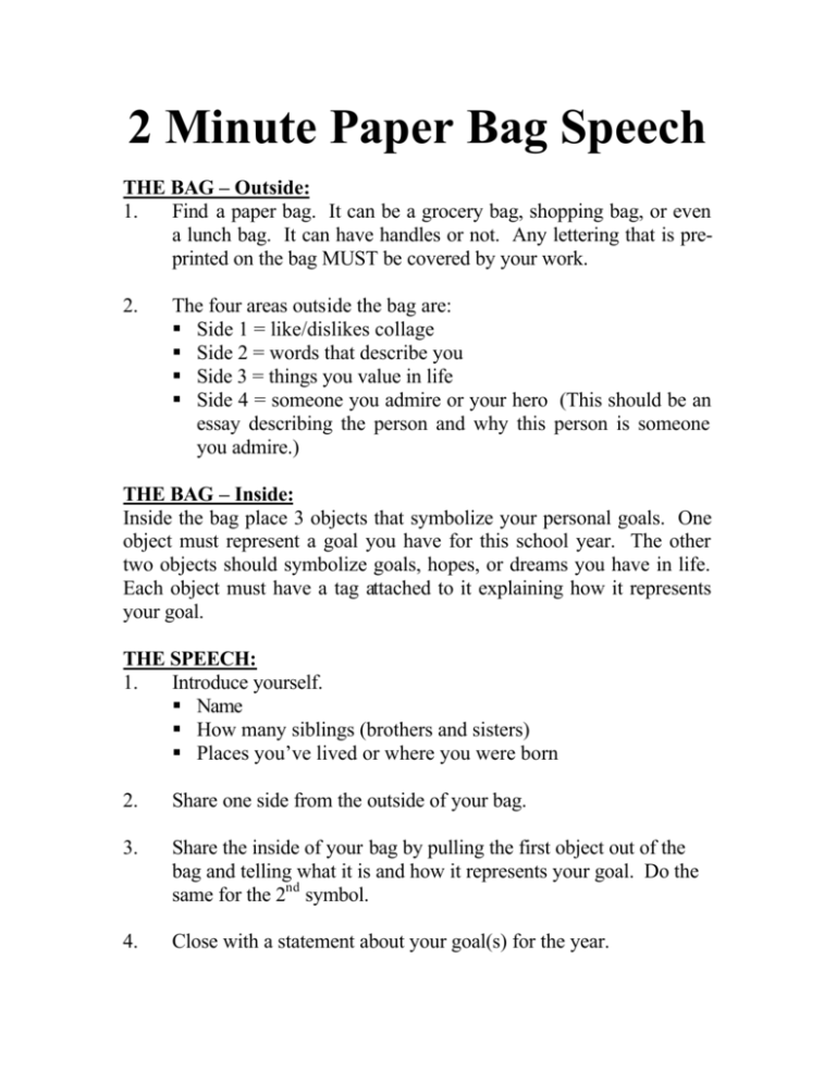Paper Bag Speech Project (with Common Core Standards) by Sandra Halajian