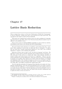 Lattice Basis Reduction - Department of Mathematics