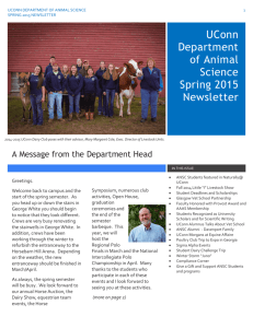 UConn Department of Animal Science Spring 2015 Newsletter