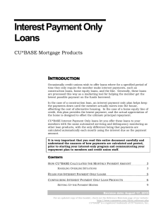 Interest Payment Only Loans