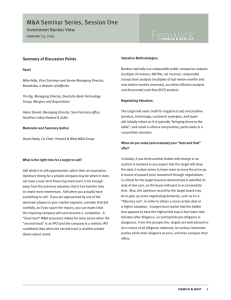 Session One: Investment Banker View (Summary)