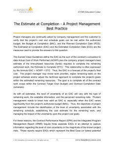 The Estimate at Completion - A Project Management Best Practice