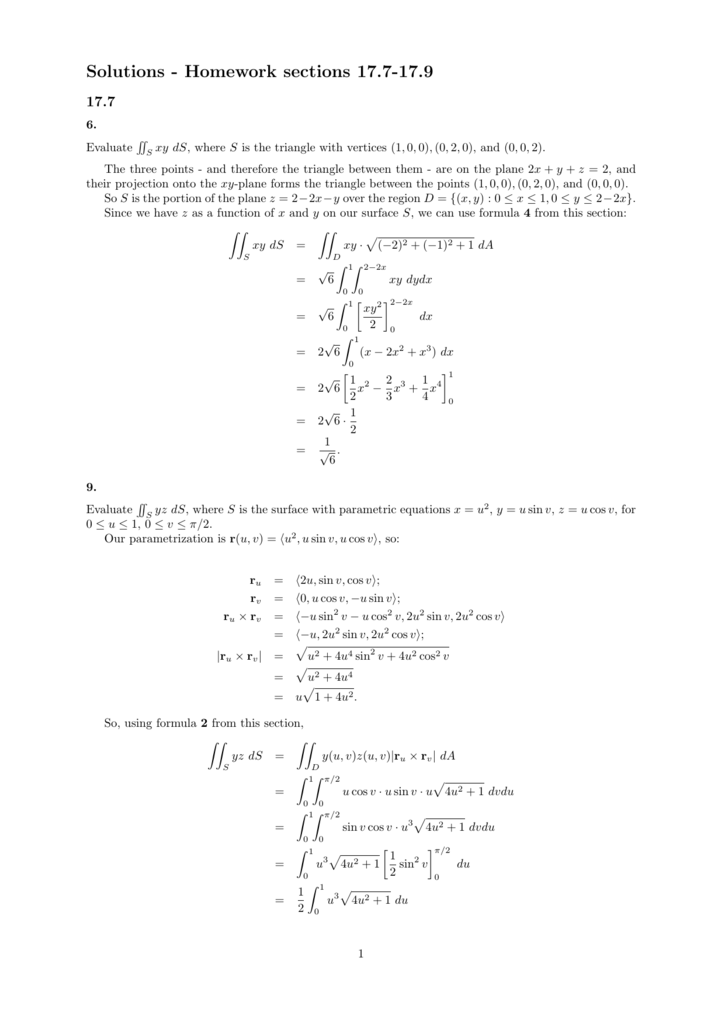 Solutions Homework Sections 17 7 17 9