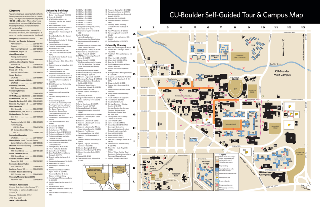 cu boulder campus map Cu Boulder Self Guided Tour Campus Map