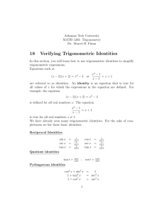 18 Verifying Trigonometric Identities