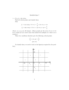 Math234 Quiz 7 z = f(x, y) = sinxsiny. Find all critical points and