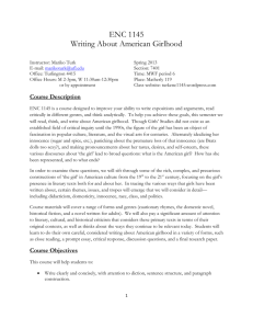 ENC 1145 Writing About American Girlhood
