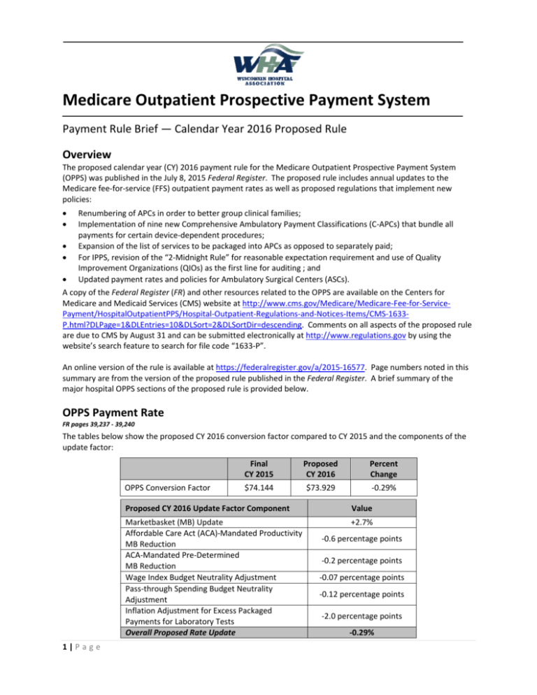 Example Of Outpatient Prospective Payment System