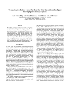 Comparing Synthesized versus Pre-Recorded Tutor Speech in an