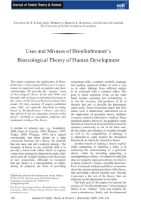 Uses and Misuses of Bronfenbrenner's Bioecological Theory of