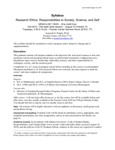 Syllabus Research Ethics: Responsibilities to Society