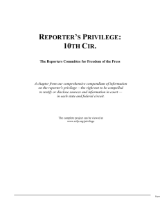 reporter's privilege: 10th cir. - Reporters Committee for Freedom of