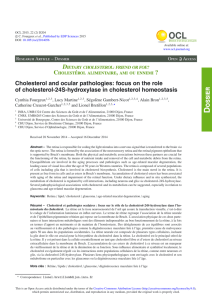 Cholesterol and ocular pathologies: focus on the role of cholesterol