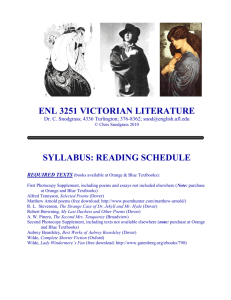 enl 3251 victorian literature syllabus: reading schedule