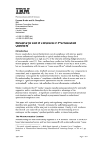 Managing the Cost of Compliance in Pharmaceutical Operations