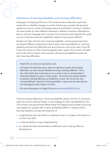 Definitions of learning disability and learning difficulties