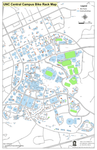 UNC Central Campus Bike Rack Map